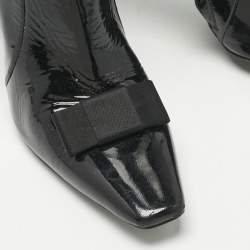Pre Owned Balenciaga Black Patent Leather Bow Details Knee Length Boots Size 36
