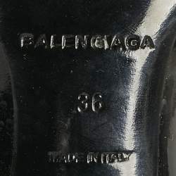 Pre Owned Balenciaga Black Patent Leather Bow Details Knee Length Boots Size 36