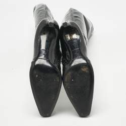 Pre Owned Balenciaga Black Patent Leather Bow Details Knee Length Boots Size 36
