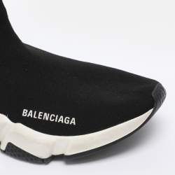 Pre Owned Balenciaga Black Knit Fabric Speed Trainer Sneakers Size 38