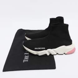 Pre Owned Balenciaga Black Knit Fabric Speed Trainer Sneakers Size 38