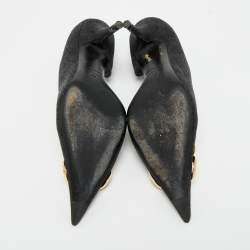 Pre Owned Balenciaga Black Denim BB Knife D'orsay Pumps Size 38