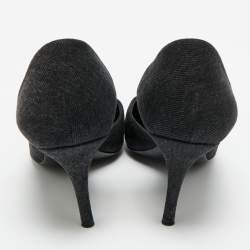 Pre Owned Balenciaga Black Denim BB Knife D'orsay Pumps Size 38