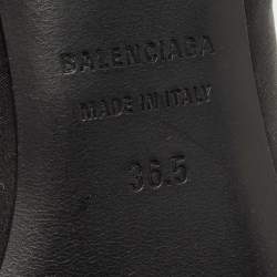 Pre Owned Balenciaga Black Satin Knife BB Slingback Pumps Size 36.5