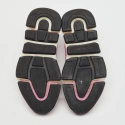 Pre Owned Balenciaga Metallic Pink Knit Fabric Speed Trainer Slip On Sneakers Size 37