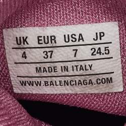 Pre Owned Balenciaga Metallic Pink Knit Fabric Speed Trainer Slip On Sneakers Size 37