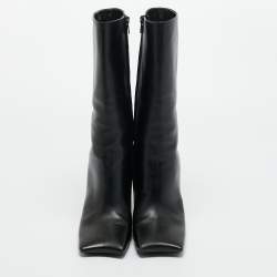 Pre Owned Balenciaga Black Leather Moon Square Toe Ankle Boots Size 39