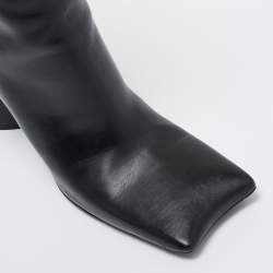 Pre Owned Balenciaga Black Leather Moon Square Toe Ankle Boots Size 39