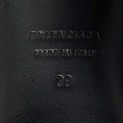 Pre Owned Balenciaga Black Leather Moon Square Toe Ankle Boots Size 39