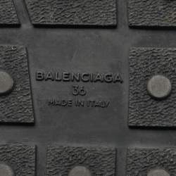 Pre Owned Balenciaga Black/Blue Mesh and Leather Race Runner Low Top Sneakers Size 36