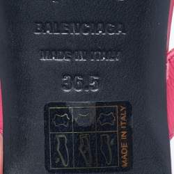 Pre Owned Balenciaga Pink Leather Thong Square Slide Sandals Size 36.5