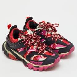Pre Owned Balenciaga Multicolor Faux Leather and Mesh Track Sneakers Size 37