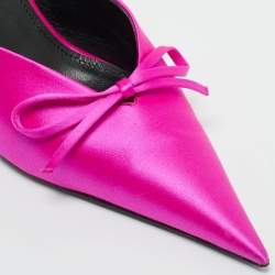 Pre Owned Balenciaga Fuchsia Satin Knife Bow Slingback Pumps Size 36
