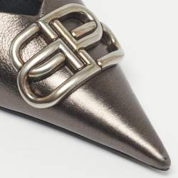 Pre Owned Balenciaga Metallic Leather Knife BB Pointed Toe Pumps Size 39.5