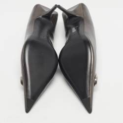 Pre Owned Balenciaga Metallic Leather Knife BB Pointed Toe Pumps Size 39.5