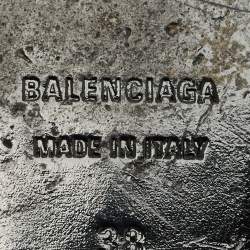 Pre Owned Balenciaga Black Leather Studded Arena Flat Slides Size 38