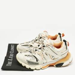 Pre Owned Balenciaga White Mesh and Faux Leather Track Sneakers Size 37