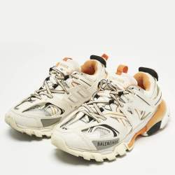 Pre Owned Balenciaga White Mesh and Faux Leather Track Sneakers Size 37