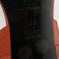 Pre Owned Balenciaga Brown Leather Ankle Strap Sandals Size 39