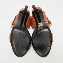 Pre Owned Balenciaga Brown Leather Ankle Strap Sandals Size 39