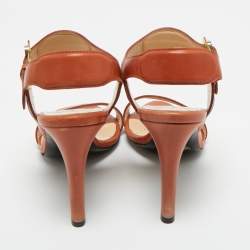 Pre Owned Balenciaga Brown Leather Ankle Strap Sandals Size 39