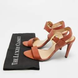 Pre Owned Balenciaga Brown Leather Ankle Strap Sandals Size 39