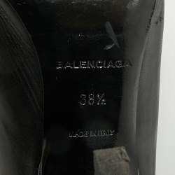 Pre Owned Balenciaga Black Leather Pointed Toe Mules Size 38.5