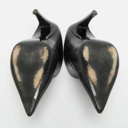 Pre Owned Balenciaga Black Leather Pointed Toe Mules Size 38.5