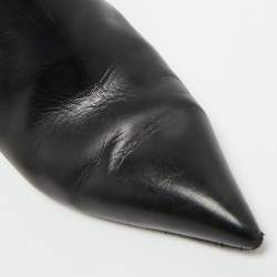 Pre Owned Balenciaga Black Leather Pointed Toe Mules Size 38.5