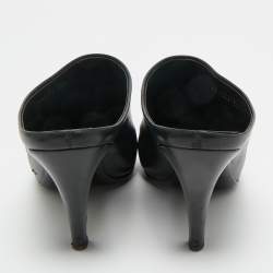 Pre Owned Balenciaga Black Leather Pointed Toe Mules Size 38.5