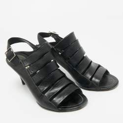 Pre Owned Balenciaga Black Leather Slingback Sandals Size 39