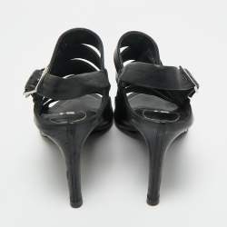 Pre Owned Balenciaga Black Leather Slingback Sandals Size 39