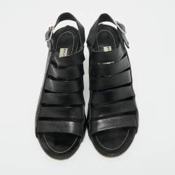 Pre Owned Balenciaga Black Leather Slingback Sandals Size 39