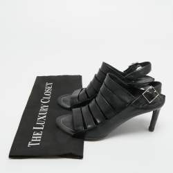 Pre Owned Balenciaga Black Leather Slingback Sandals Size 39
