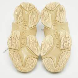 Pre Owned Balenciaga White Faux Leather and Mesh Triple S Sneakers Size 36