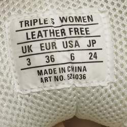 Pre Owned Balenciaga White Faux Leather and Mesh Triple S Sneakers Size 36