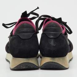 Pre Owned Balenciaga Black Mesh, Fabric and Leather Race Runner Low Top Sneakers Size 39
