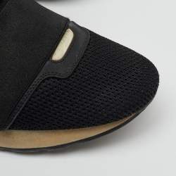 Pre Owned Balenciaga Black Mesh, Fabric and Leather Race Runner Low Top Sneakers Size 39