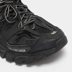 Pre Owned Balenciaga Black Faux Leather and Mesh Track Sneakers Size 39