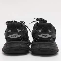 Pre Owned Balenciaga Black Faux Leather and Mesh Track Sneakers Size 39