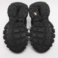 Pre Owned Balenciaga Black Faux Leather and Mesh Track Sneakers Size 39
