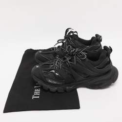 Pre Owned Balenciaga Black Faux Leather and Mesh Track Sneakers Size 39