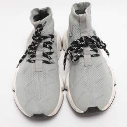 Pre Owned Balenciaga Grey Knit Fabric Speed Trainer Lace Up Sneakers Size 40