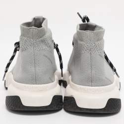 Pre Owned Balenciaga Grey Knit Fabric Speed Trainer Lace Up Sneakers Size 40