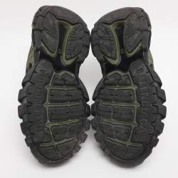 Pre Owned Balenciaga Green/Black Faux Leather and Mesh Track Low Top Sneakers Size 41