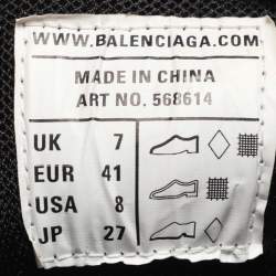 Pre Owned Balenciaga Green/Black Faux Leather and Mesh Track Low Top Sneakers Size 41