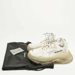 Pre Owned حذاء رياضي بالنسياغا تريبل إس جلد صناعي أسود بشعار في كل مكان مقاس 37