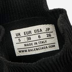 مملوكة مسبقًا Balenciaga Black Knit Fabric Speed Trainer High Top Sneakers Size 39