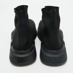 مملوكة مسبقًا Balenciaga Black Knit Fabric Speed Trainer High Top Sneakers Size 39