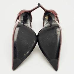 مملوكة مسبقًا حذاء كعب عالي بالنسياغا قصات مفرغة مطاط وجلد أسود مقدمة مدببة مقاس 37